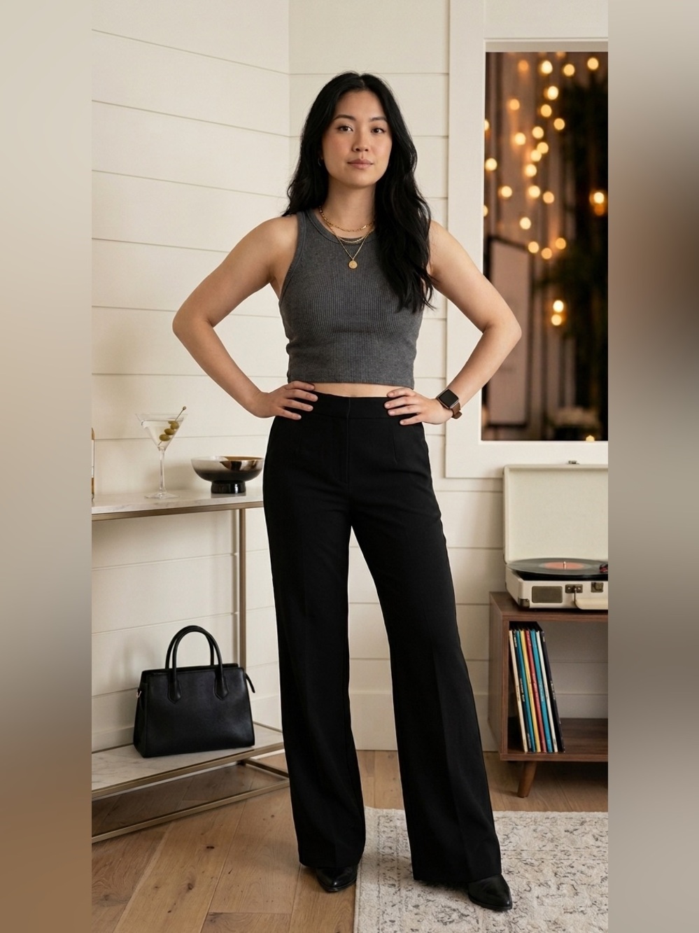 2for$30🏷Reitmans Black Pull-On High Rise Wide Leg Trousers Work Pants